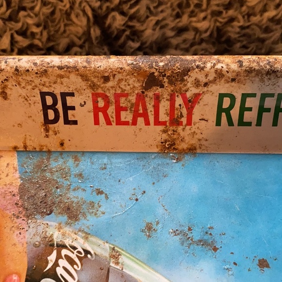 1960S COCA-COLA METAL TRAY BE REALLY REFRESHED BOTTLE SIGN TIN LITHO VTG - Picture 2 of 11